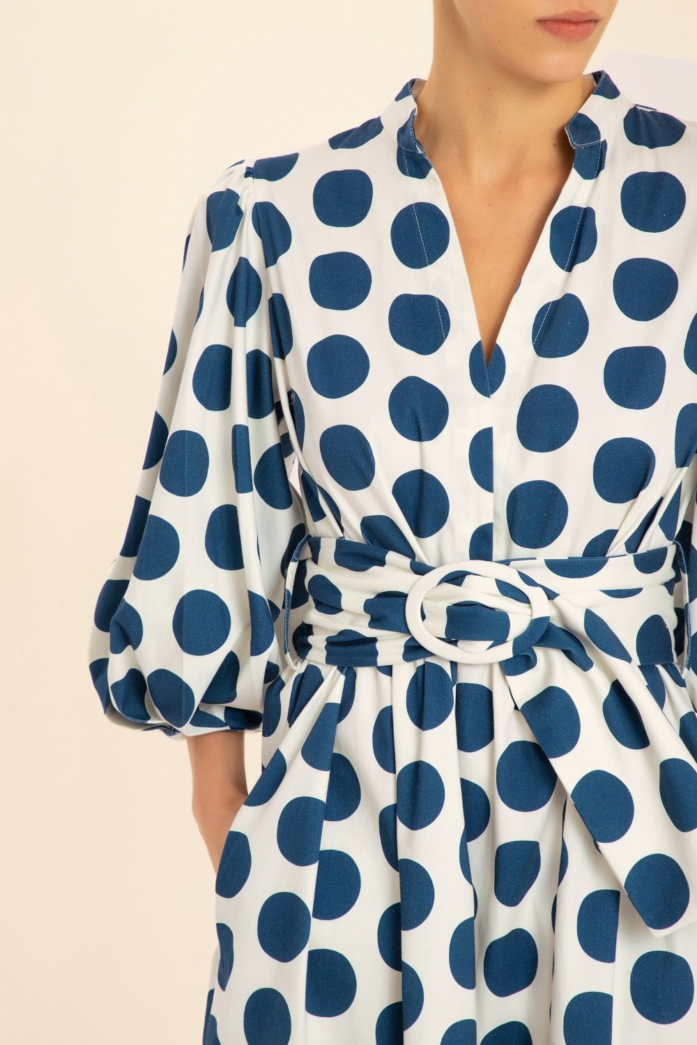 Pois Compose Midi Dress With Belt Detail