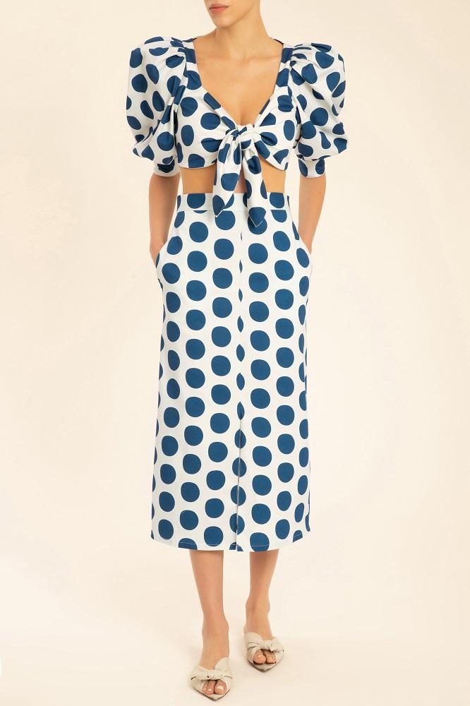 Pois Compose Midi Skirt Front