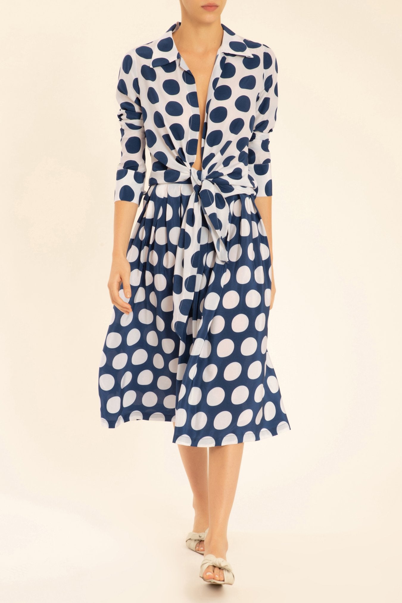 Pois Compose Shirt With Knot With Skirt