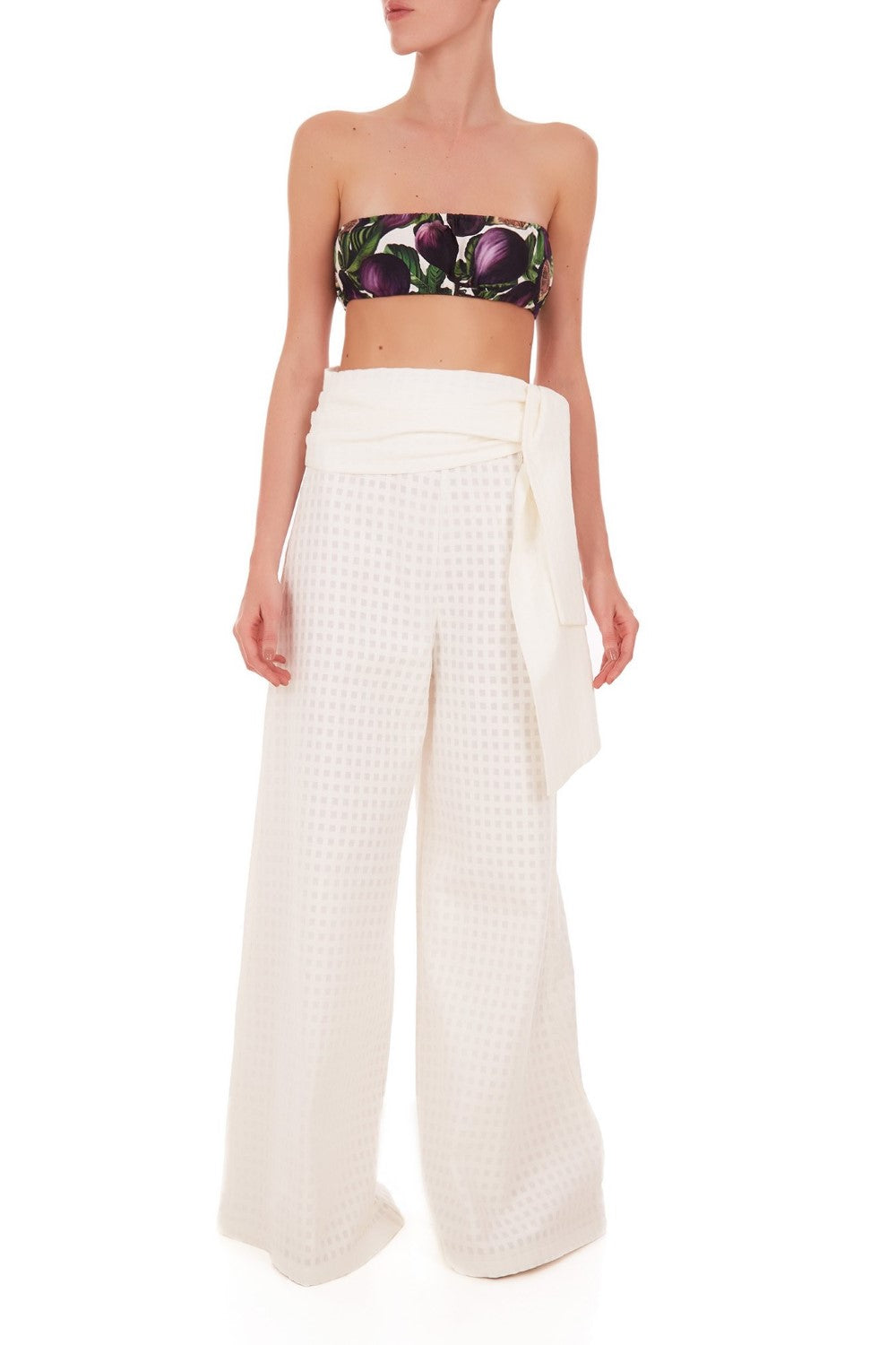 These cotton pants have an extra-long wide leg and can be worn on vacation with a matching shirt and slides for a contemporary outfit