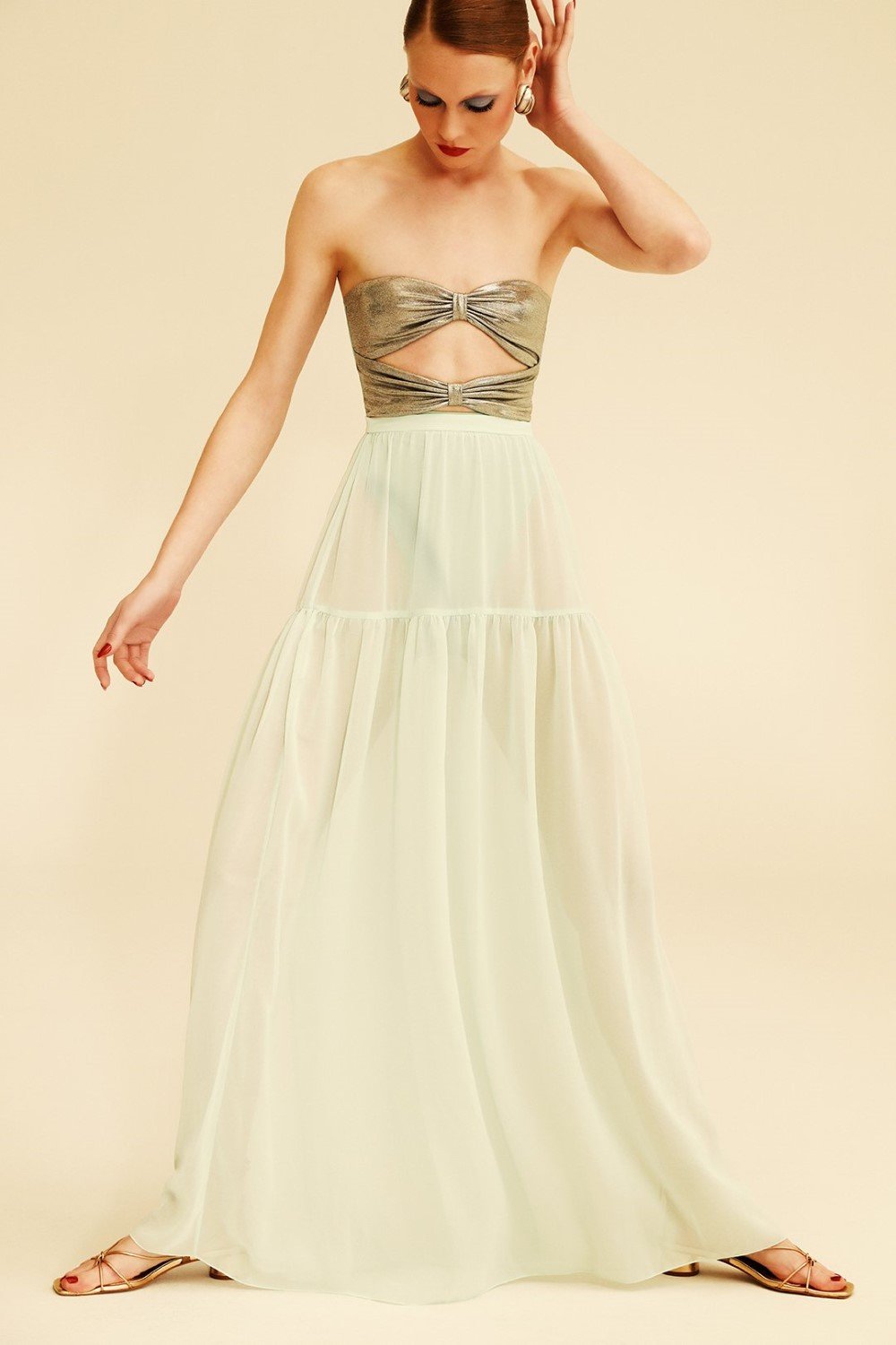 Solid Frilled Long Skirt