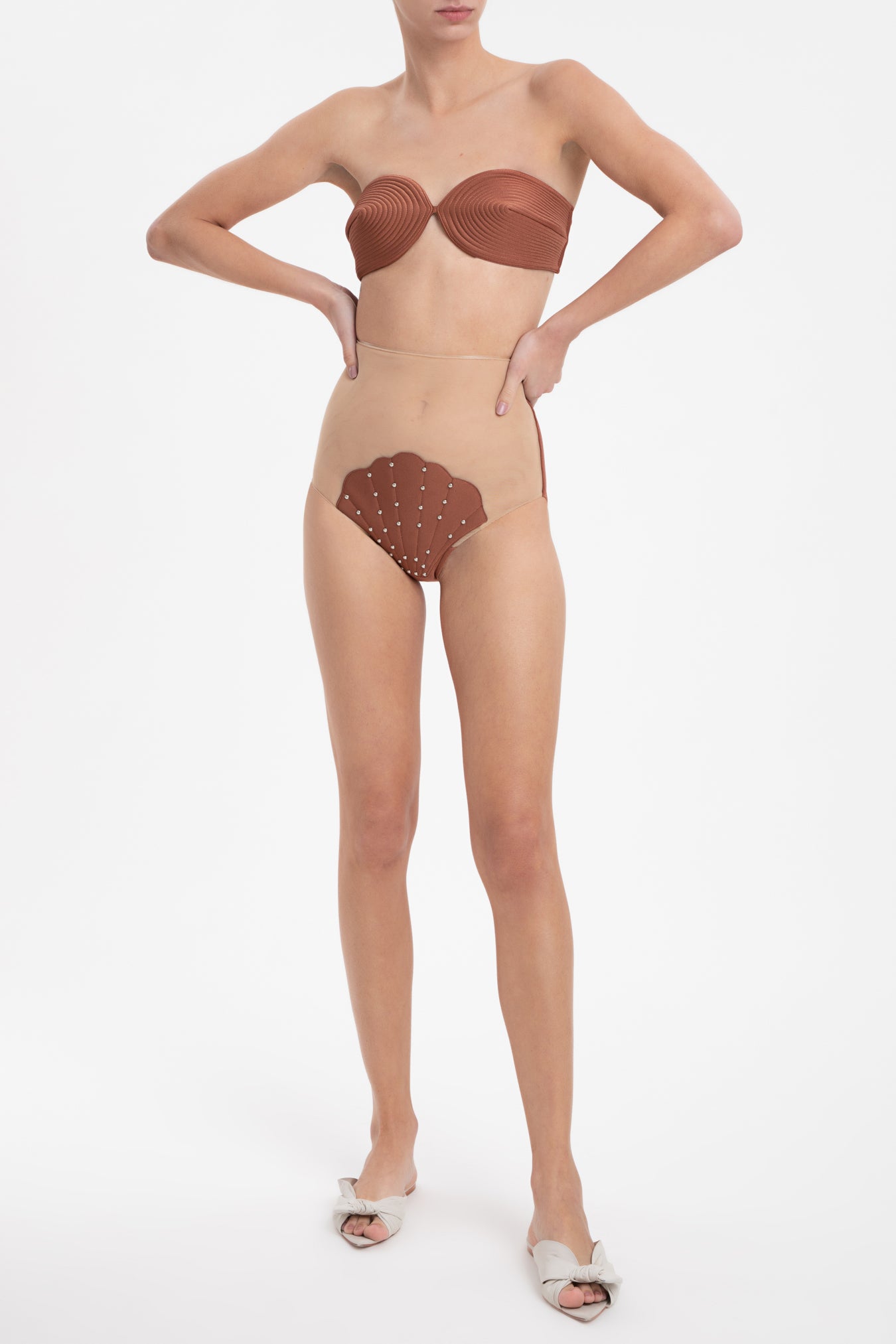 Solid Carre Vintage High-Waisted Matelasse Bikini Front 2