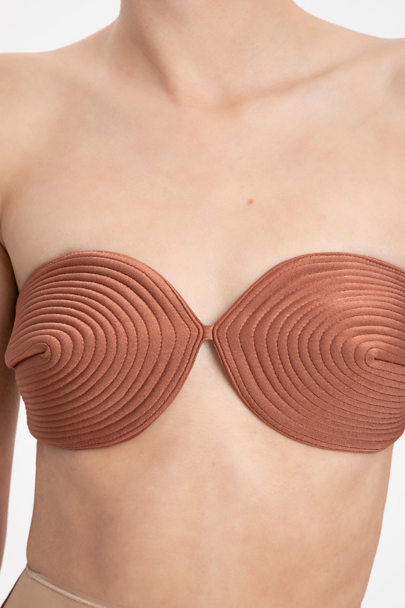 Solid Carre Vintage High-Waisted Matelasse Bikini Top Detail