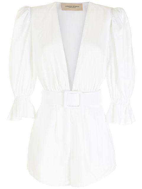 Solid Playsuit With Belt Off White Product