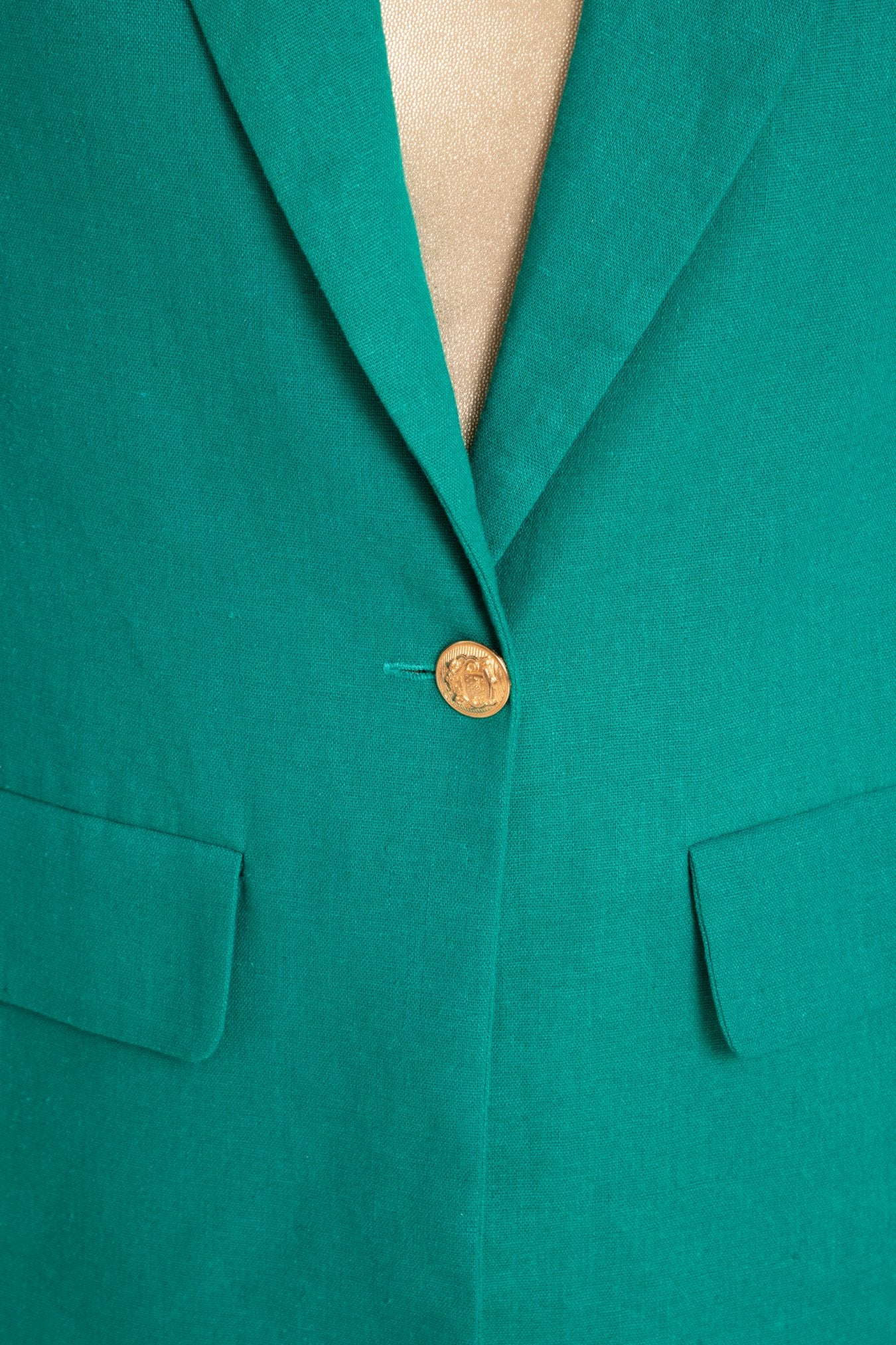 Solid Turquoise Blazer With Button Button Detail 2