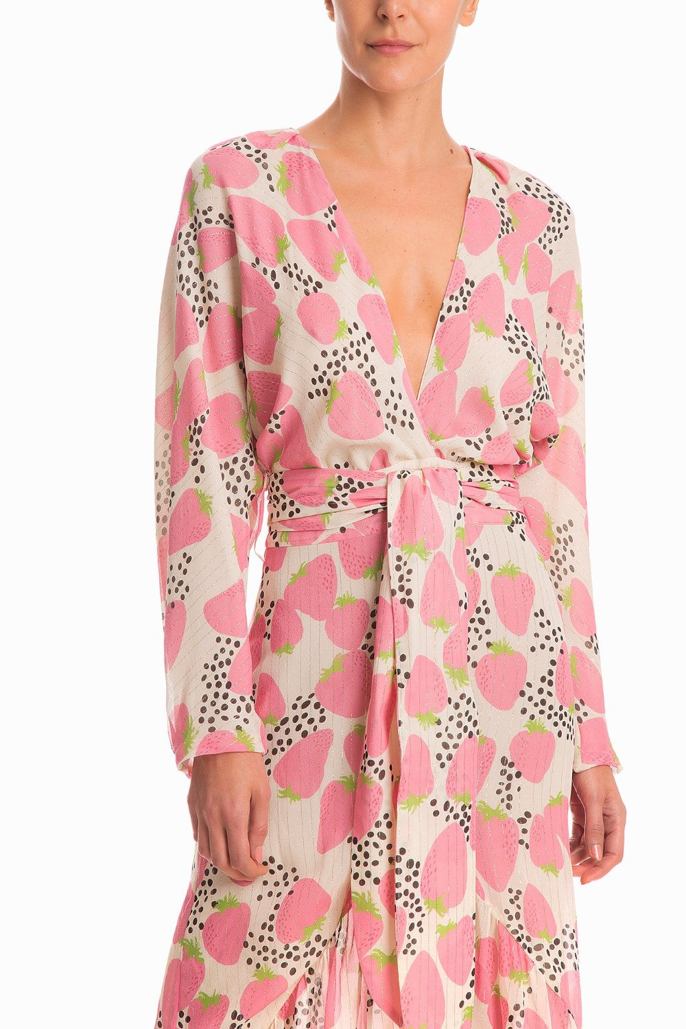 An effortless chic piece to wear on your next special occasion, this strawberry midi dress is the perfect choice