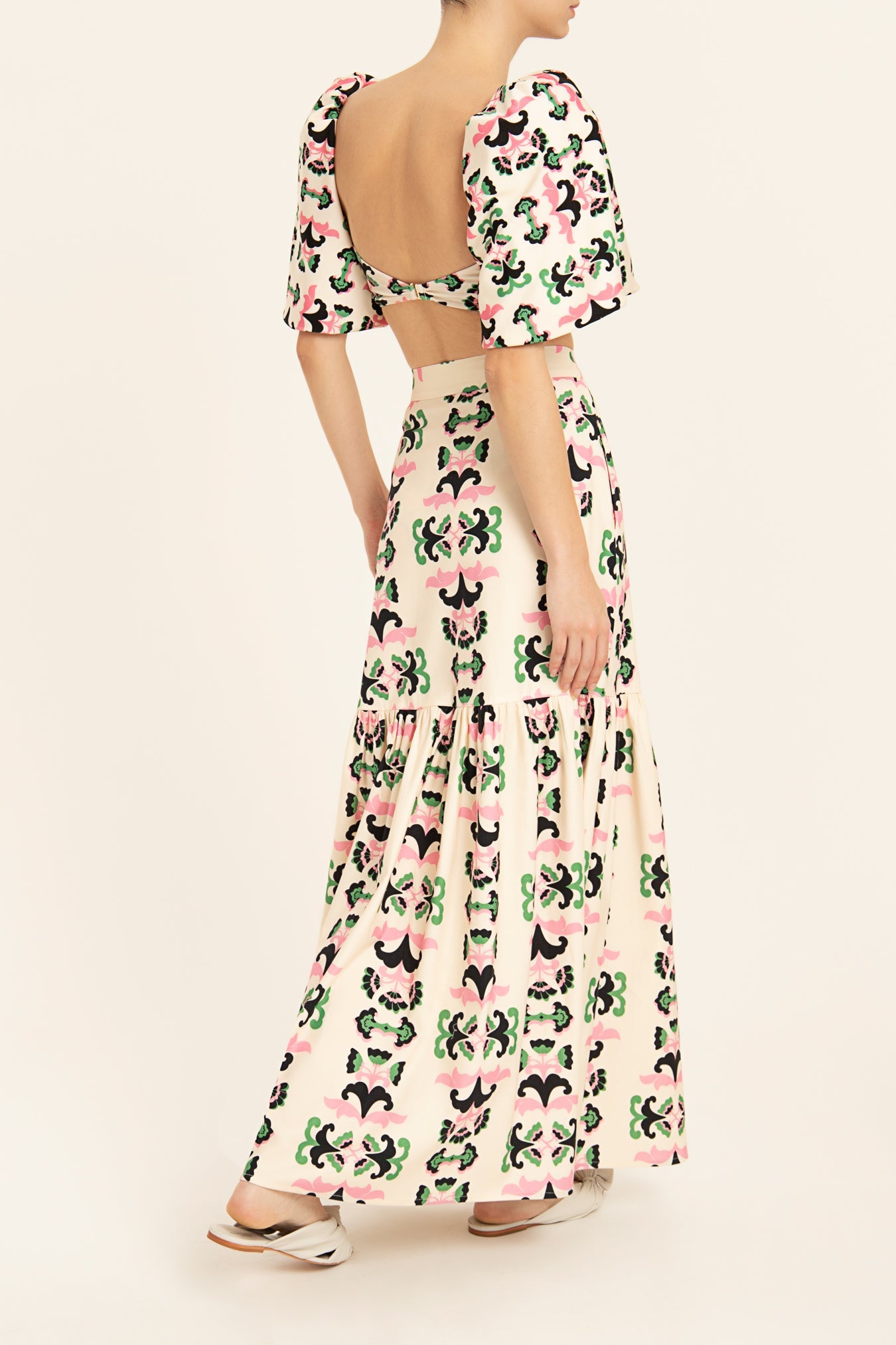 Twisted Flower Long Skirt Back