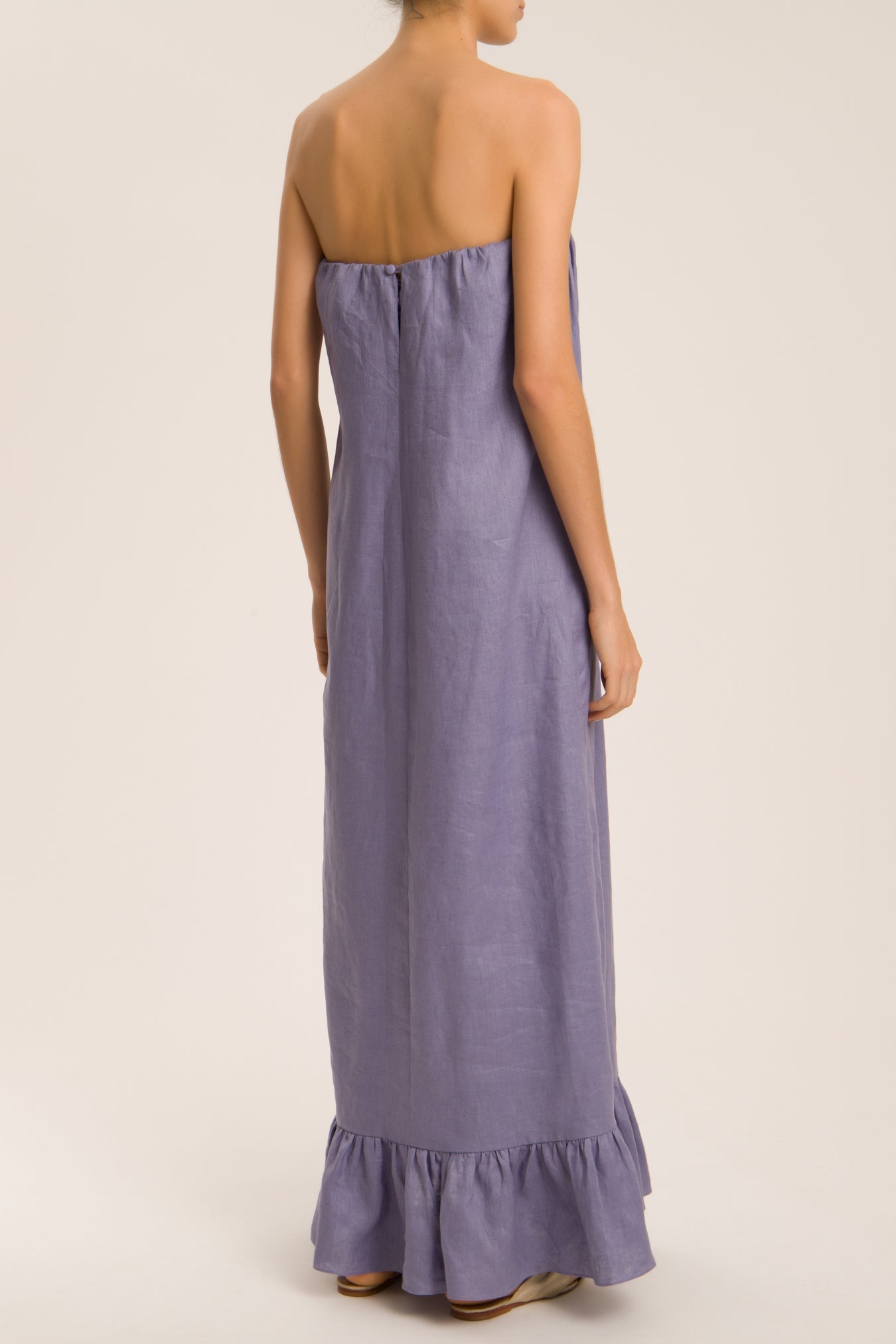 Solid Strapless Long Dress