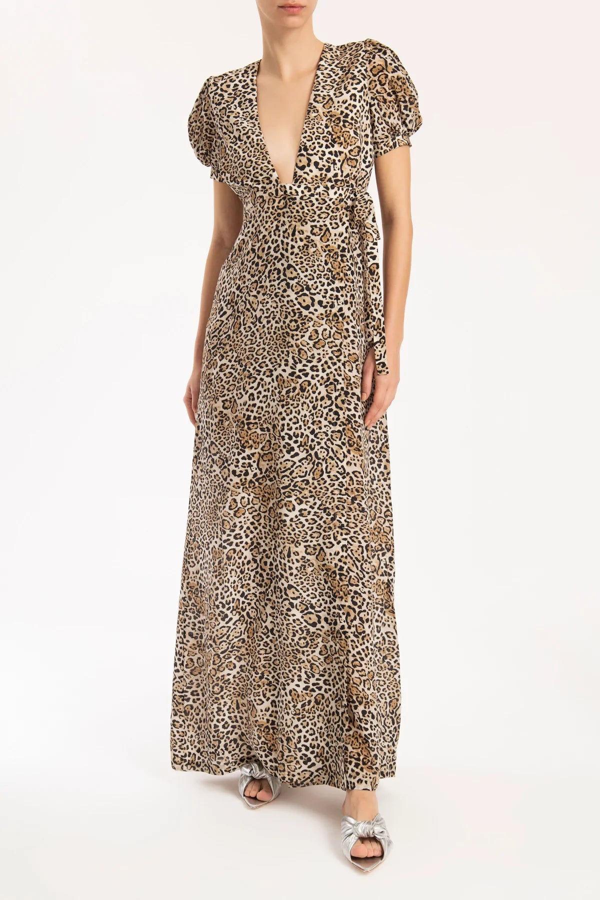 Leopard Long Dress With Knot