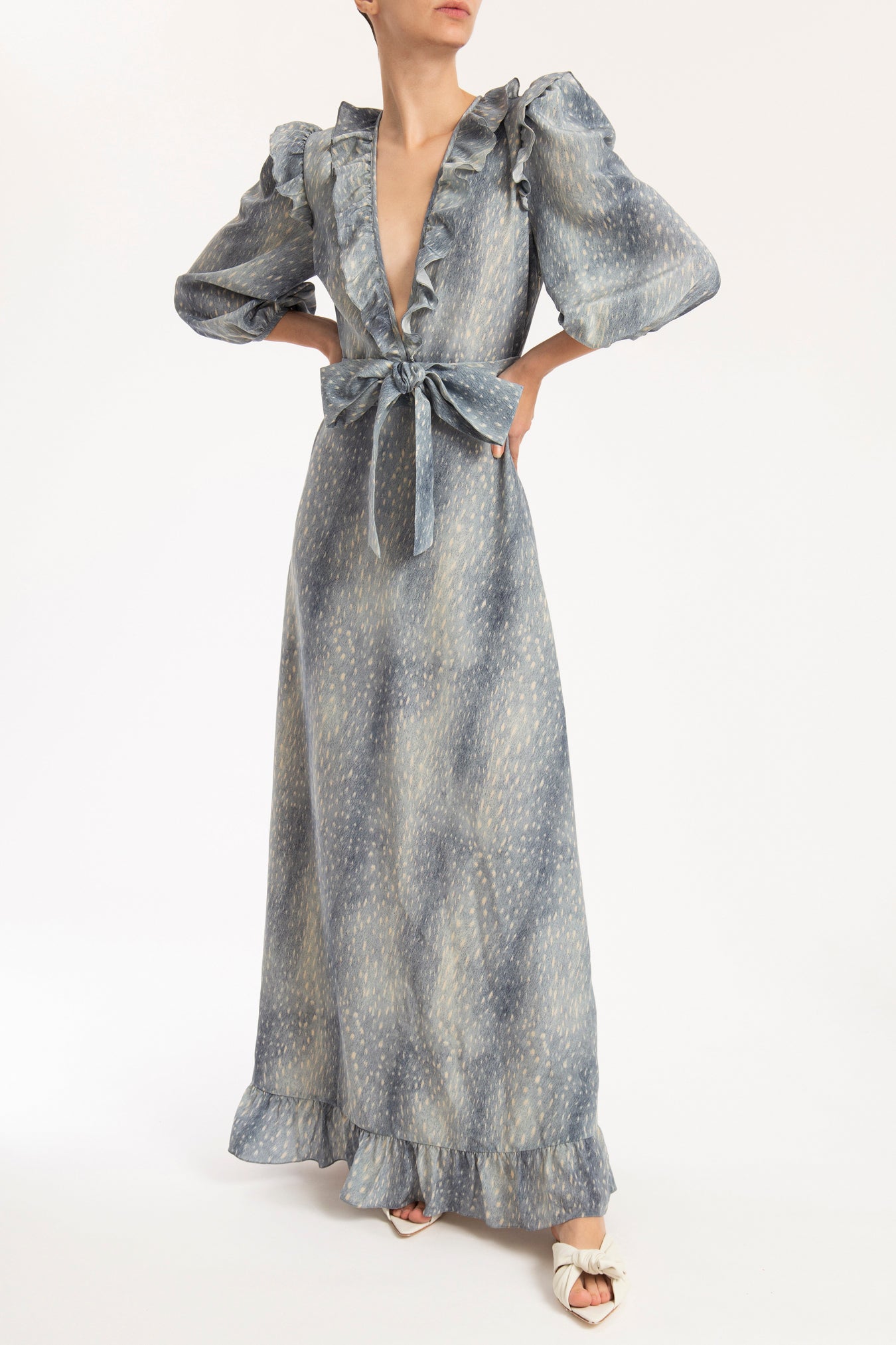 Stone Long Dress With Bow
