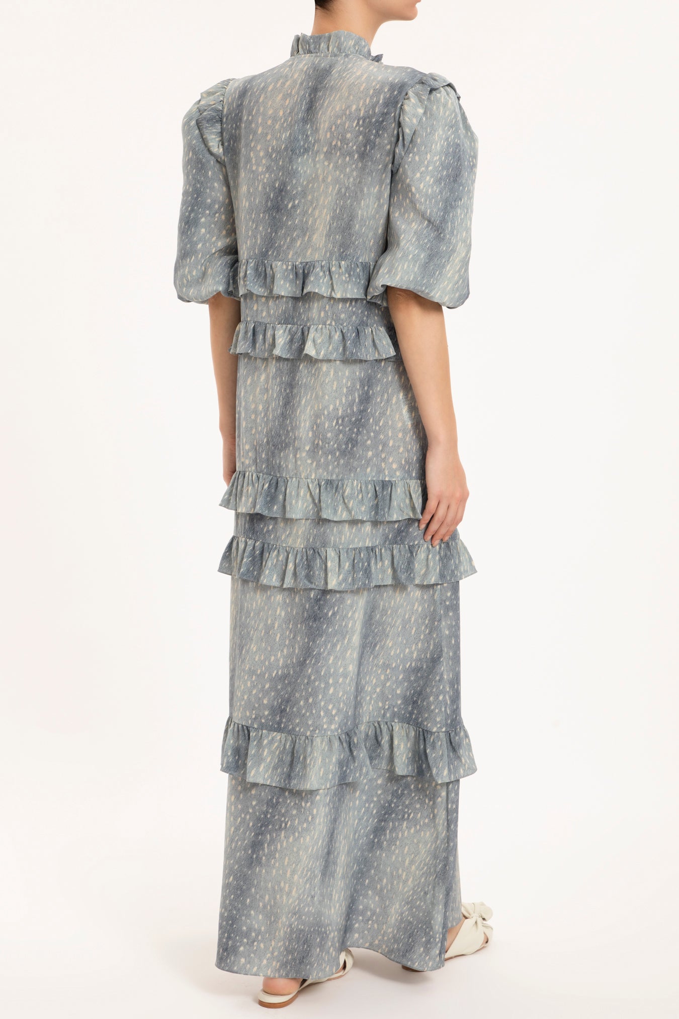 Stone Ruffled Long Dress