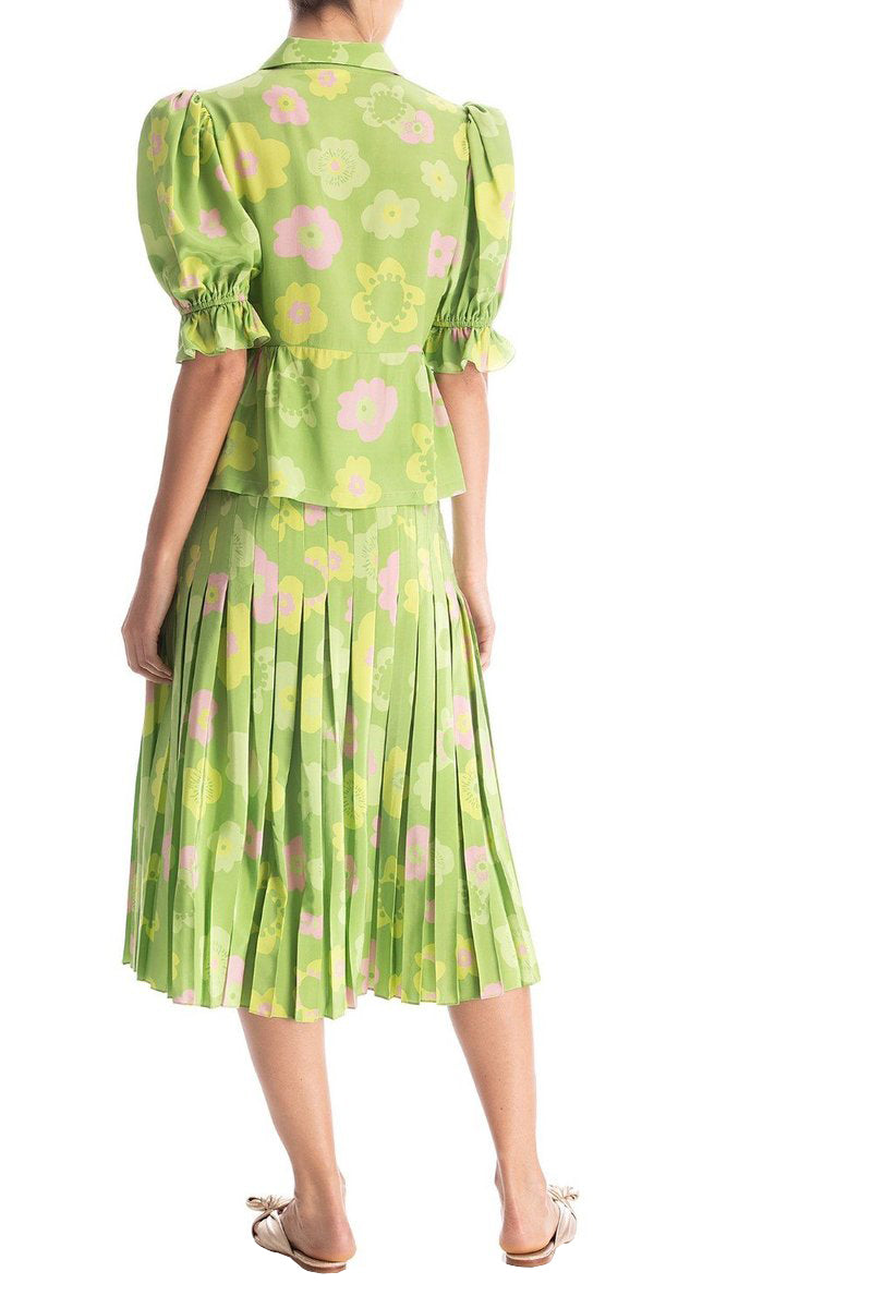 Vintage Flower Puff-Sleeved Blouse Back