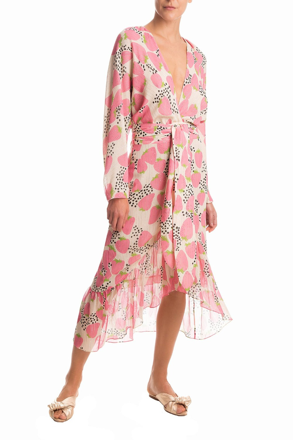 strawberry dress midi Women's Strawberry Midi Dress With Sash | Color: Rose