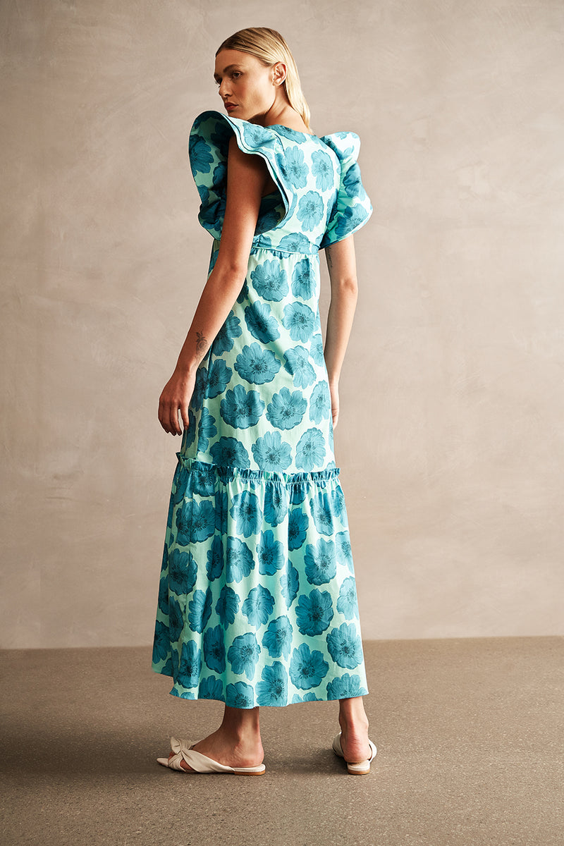 Floral Classic Ruffled Long Dress
