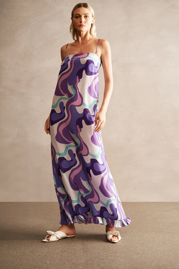 Wave Long Dress with Straps