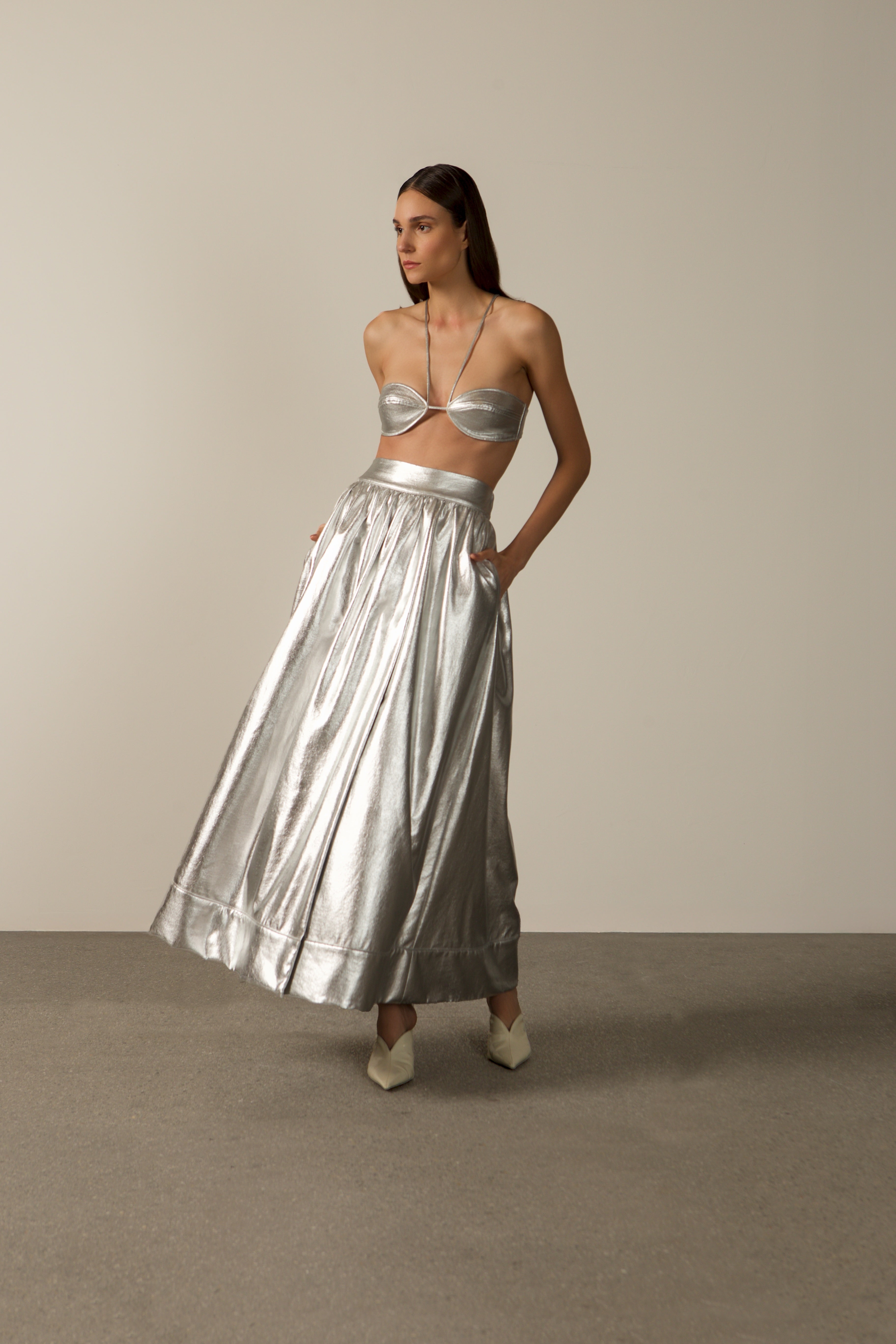 Metallic Top and Skirt Set