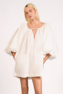 Solid Puff Sleeve Mini Dress