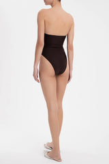 Arisaema Solid High-Leg Strapless Swimsuit Back