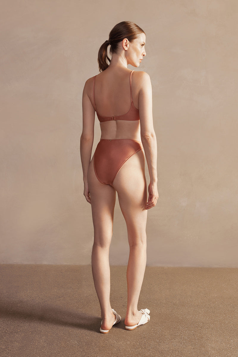 Arisaema Solid High-Leg Straps Bikini Back