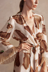 Arisaema Straw Midi Robe Close Up