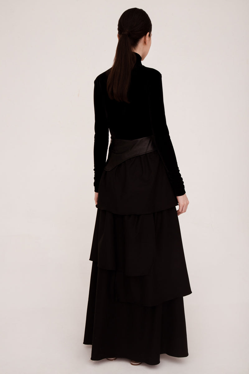 Cavaliere Velvet High-neck Long Sleeve Body