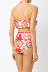 Tapestry Hot Pants Bikini With Tulle
