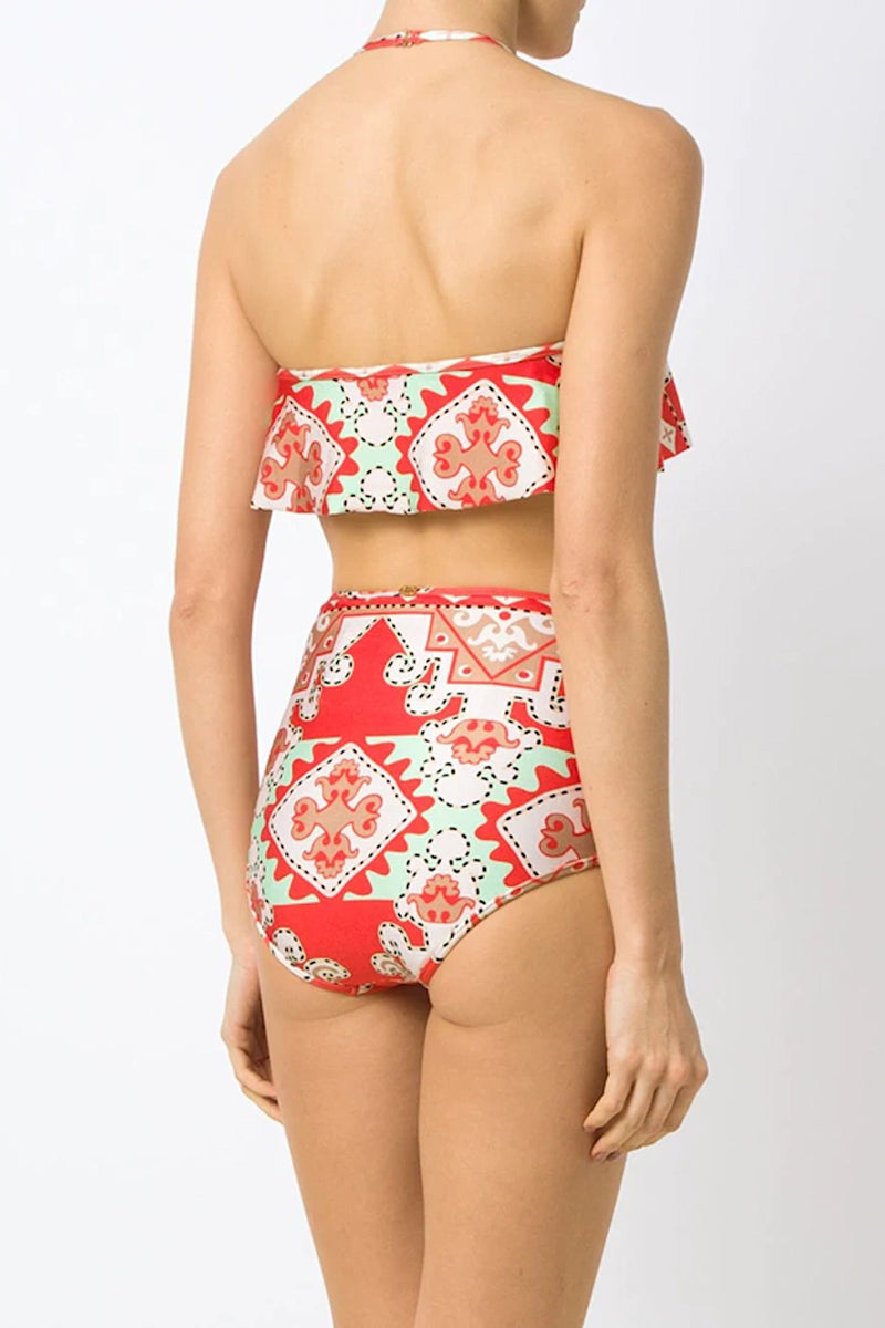 Tapestry Hot Pants Bikini With Tulle
