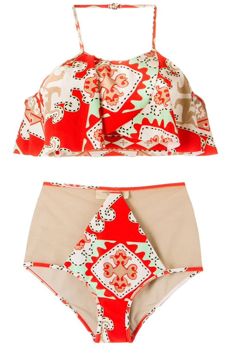 Tapestry Hot Pants Bikini With Tulle