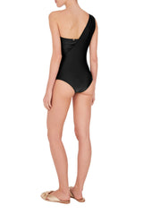 Solid One Shoulder Swimsuit