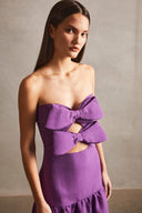 Fantasy Solid Cut-Out Strapless Dress with Bows