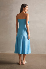 Fantasy Solid Cut-Out Strapless Dress with Bows