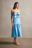Fantasy Solid Cut-Out Strapless Dress with Bows