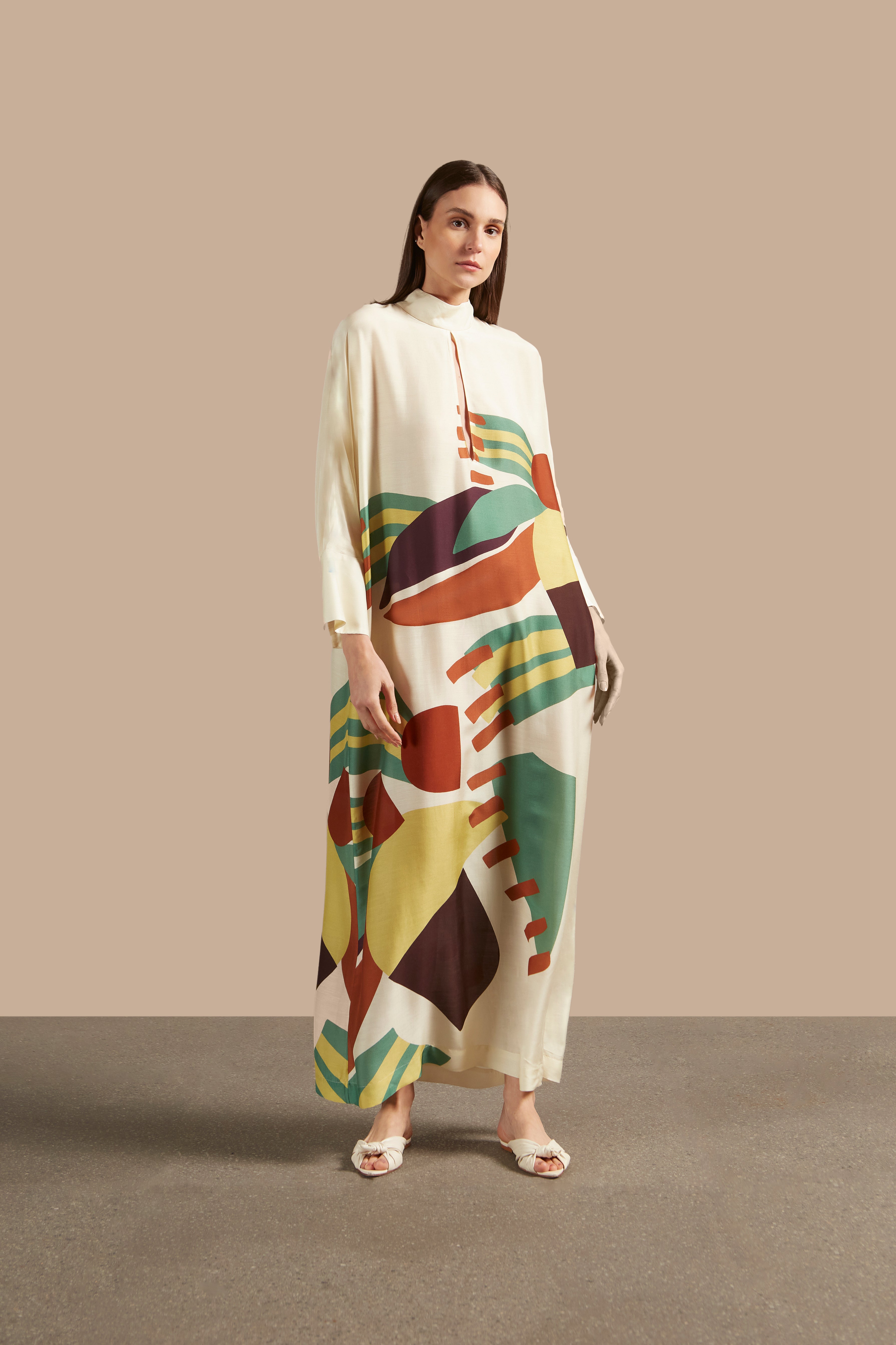 Bananeira High-Collar Long Dress Front