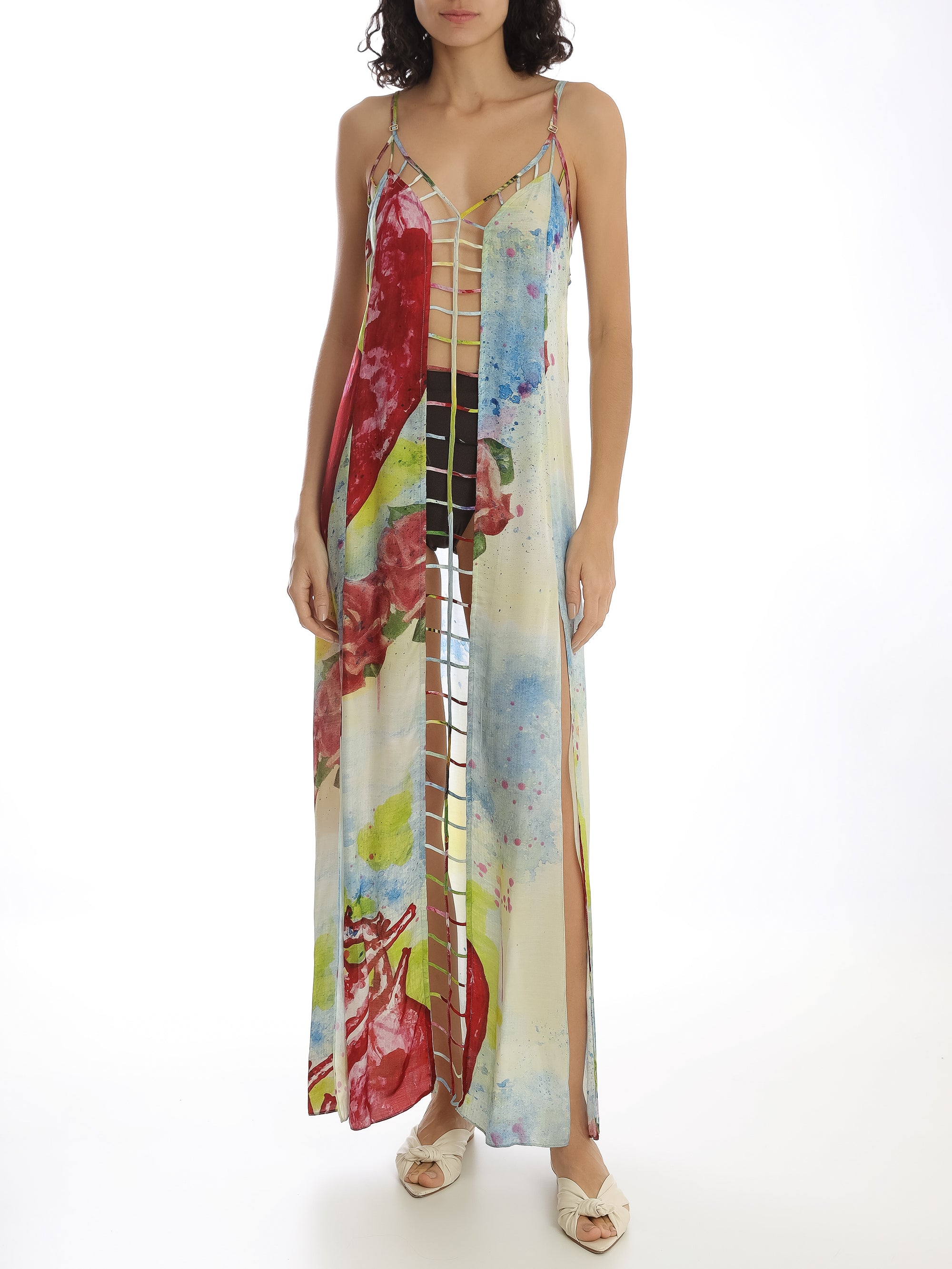 Bird Heart Print Long Dress Front