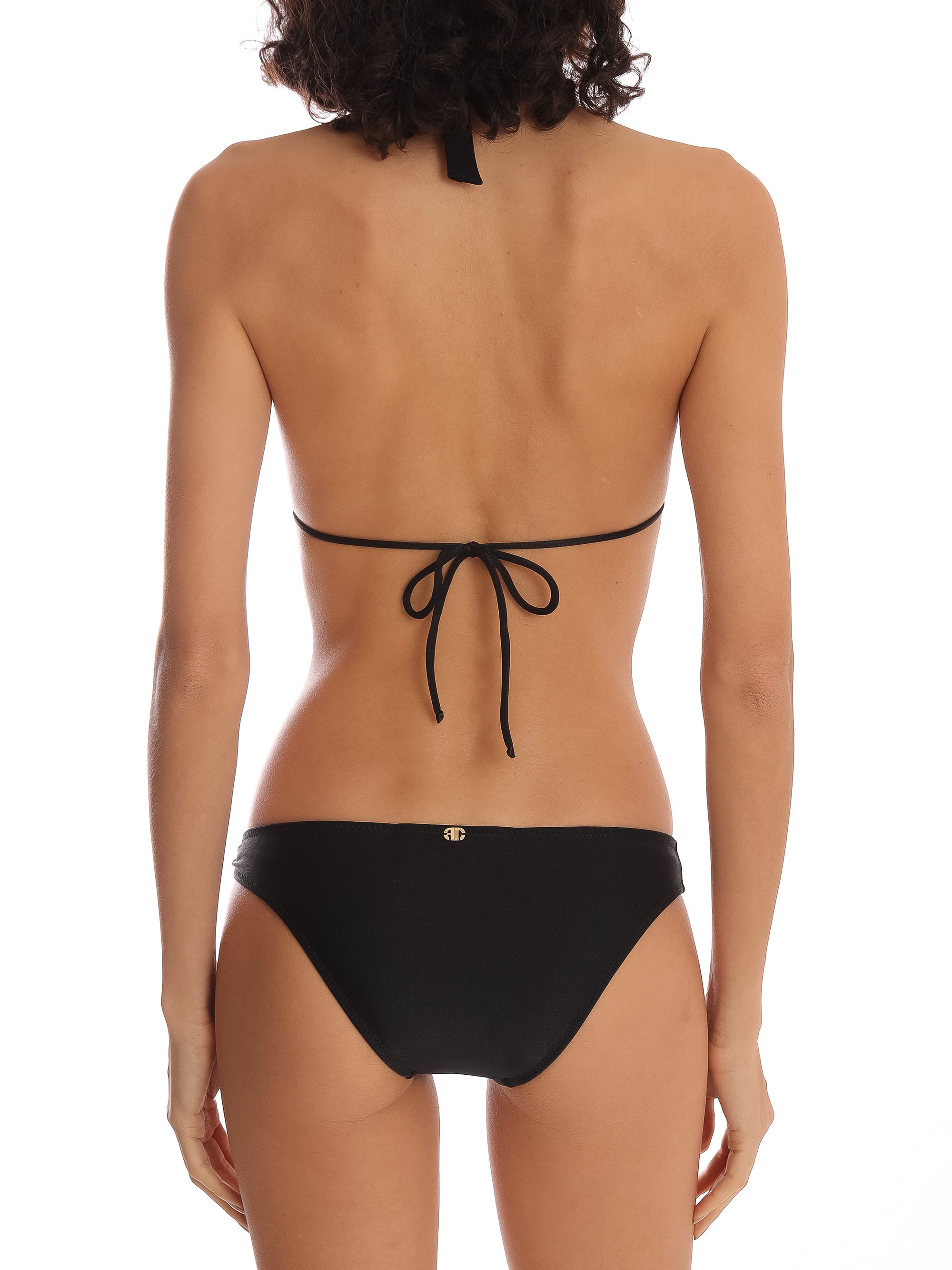 Black Long Triangle Bikini With Elephant Buckle Back