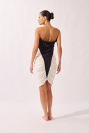 Model wearing the Bold Noir Midi Dress back color black, made from 76.3% polyamide 23.7% elastane, styled for a dinner look