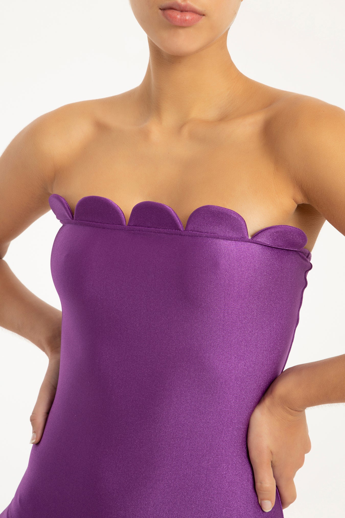 Bubble Purple Strapless Swimsuit Detail