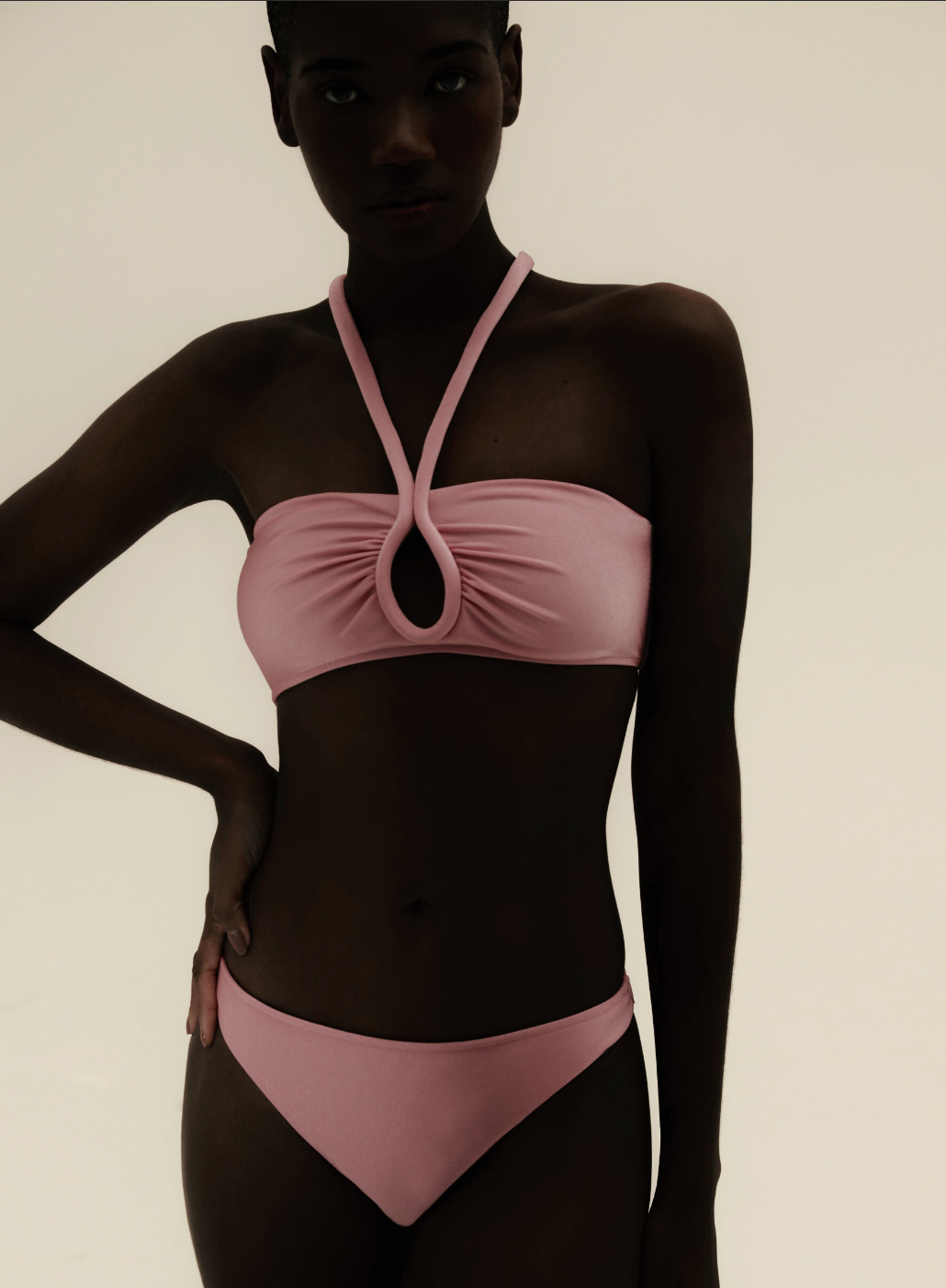 Solid Keyhole Bikini With Straps