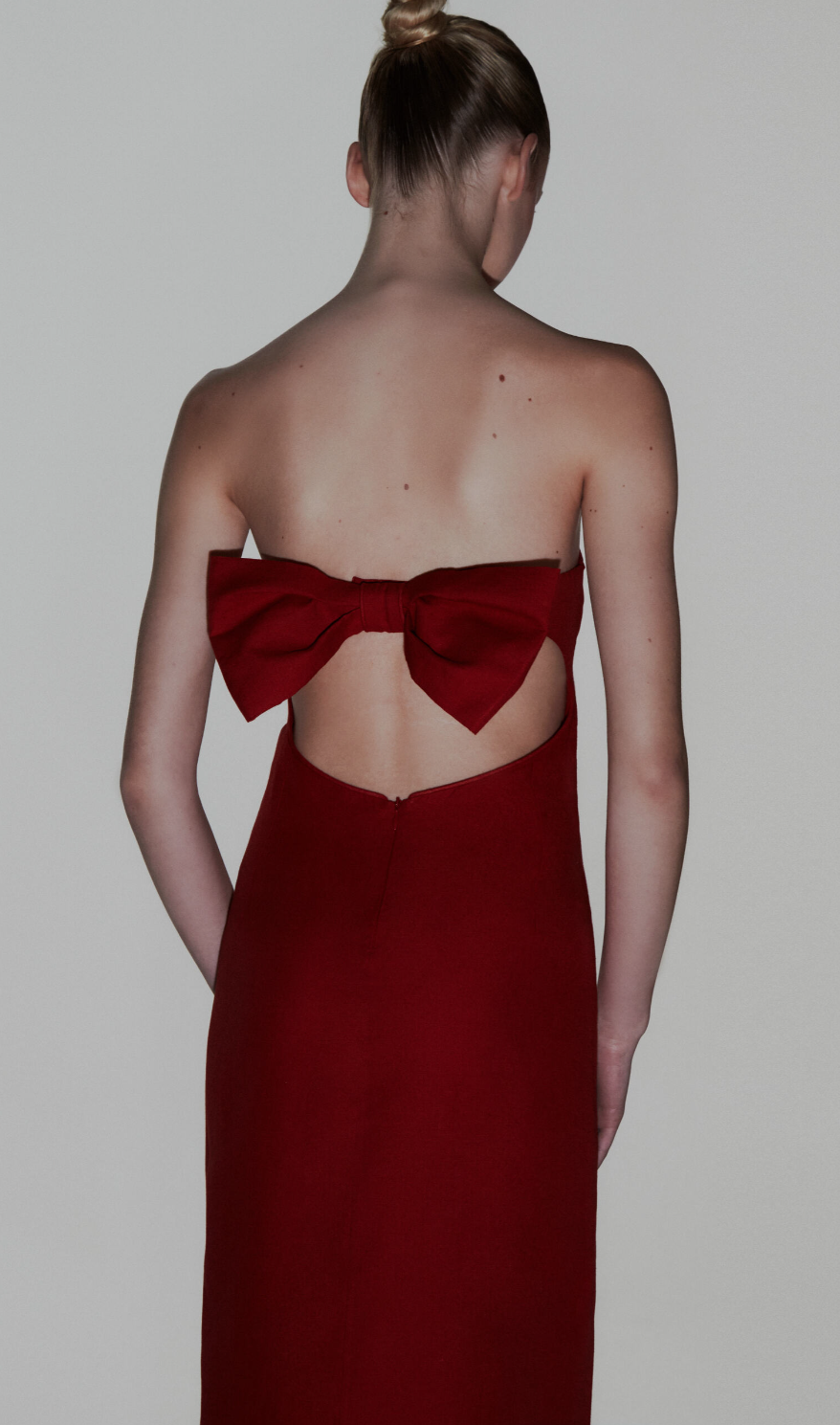 Cherry Bomb Solid Strapless Long Dress