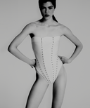 Solid Carre Vintage Strapless Swimsuit