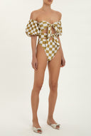 Carre Vintage Puff-Sleeved Bikini With Knot Front 2