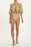 Carre Vintage Puff-Sleeved Bikini With Knot Front 3