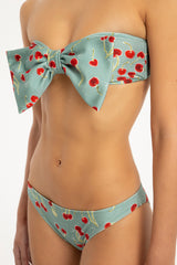 Cherry Bomb Blue Strapless Bikini Detail