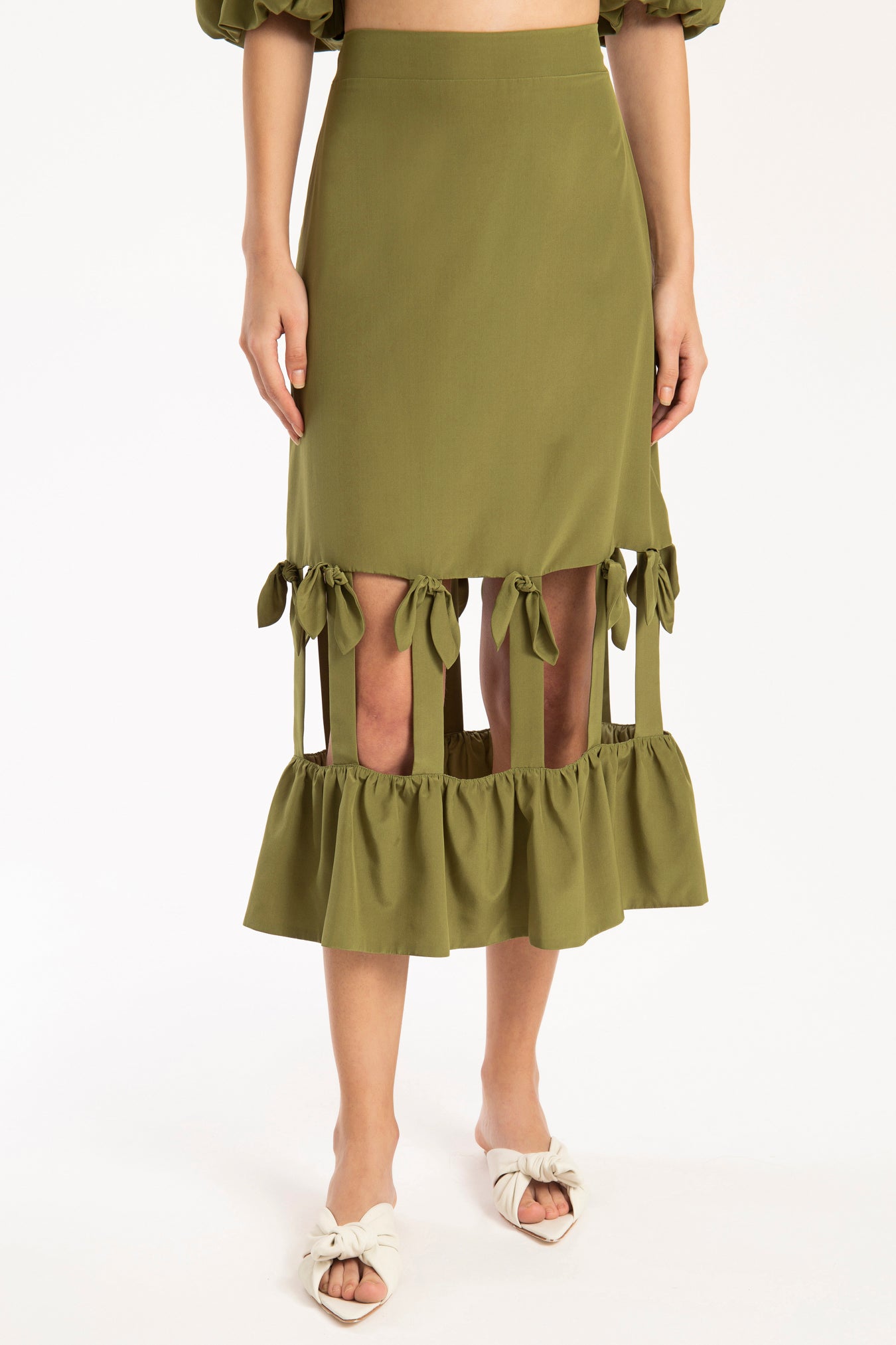 Cherry Bomb Solid Cut-Out Midi Skirt Detail 2