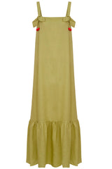 Cherry Bomb Solid Green Long Dress With Straps Product