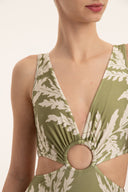 Classic Foliage Cut-Out Swimsuit With Hoop Detail