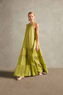 Cotton Chambray Long Dress Citrus Front