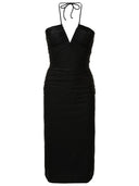 Deco Solid Black Frilled Midi Dress Product