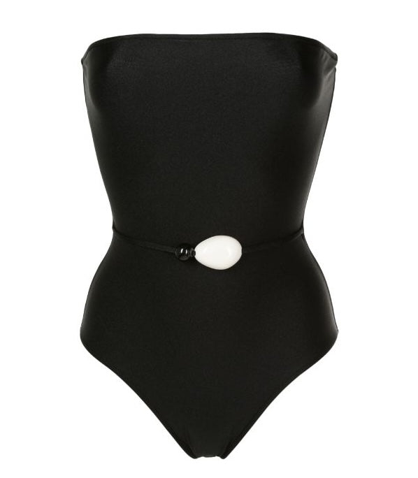 Deco Solid Black Strapless Swimsuit Product