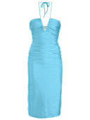 Deco Solid Blue Frilled Midi Dress Product